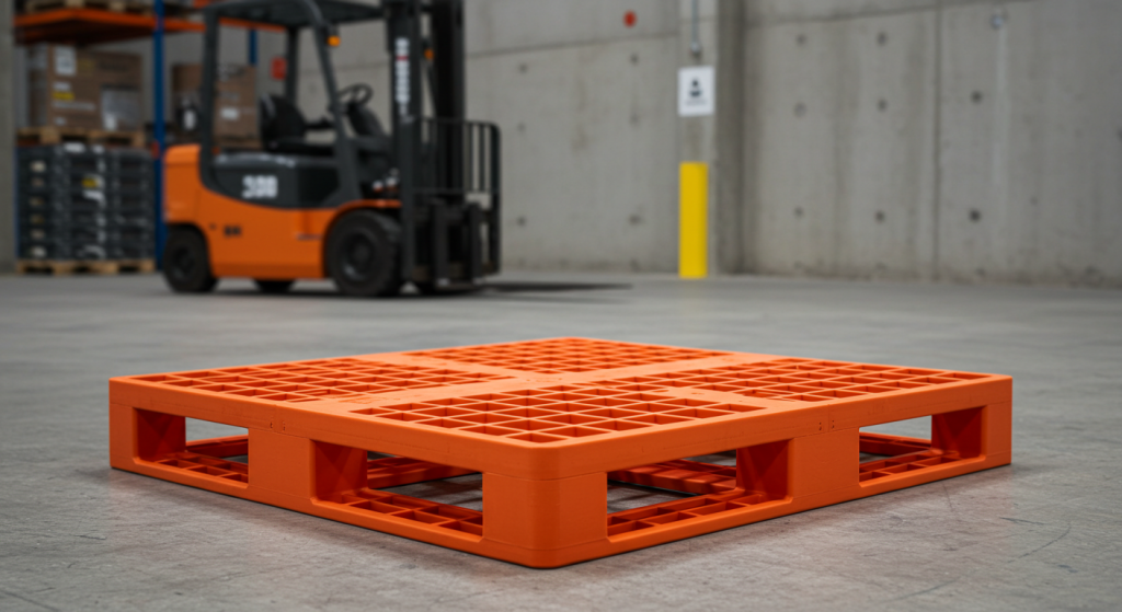 Une palette de manutention en plastique