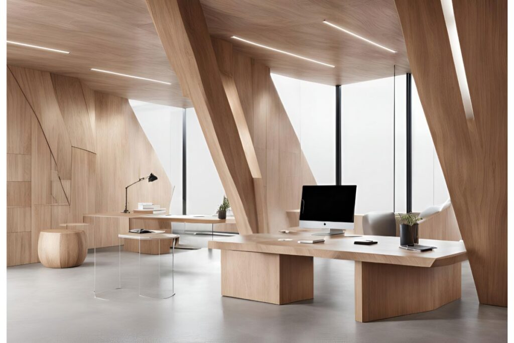 Espace intérieur en verre et en bois