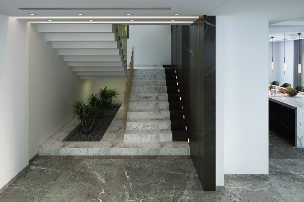 Un escalier en marbre