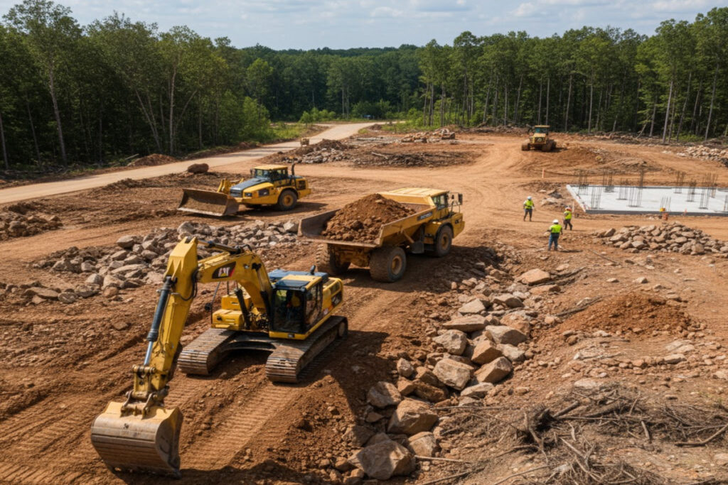 Terrassement sur un terrain difficile