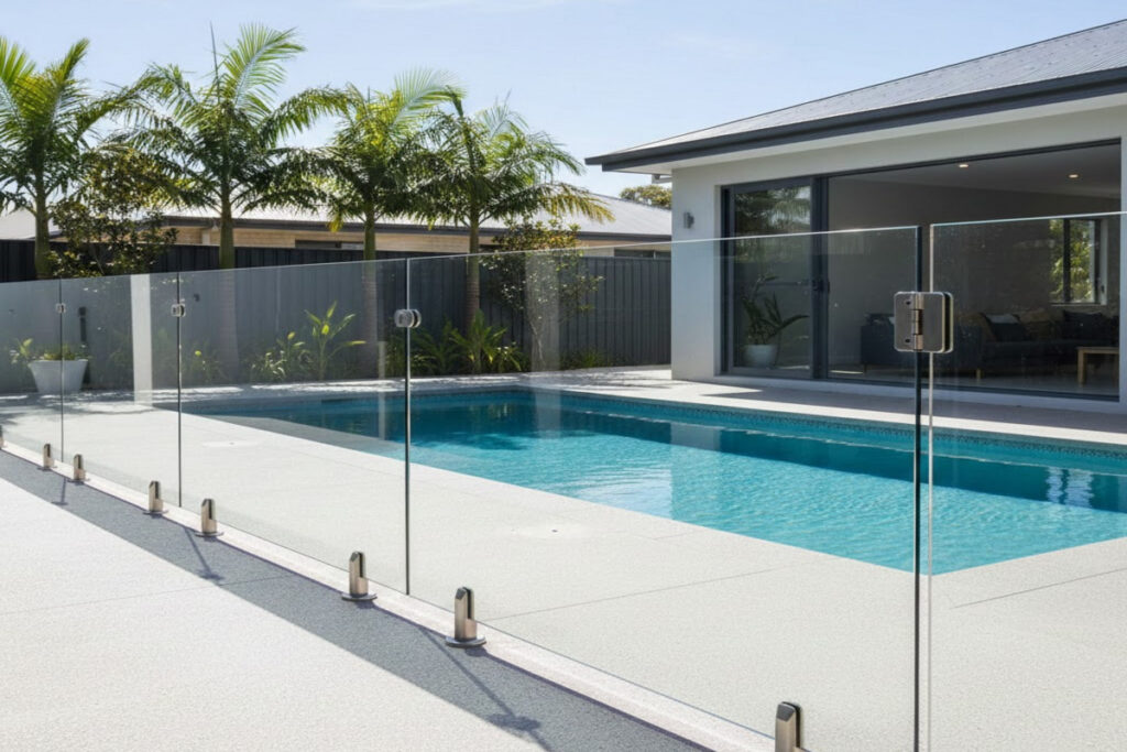 Une clôture de piscine en verre